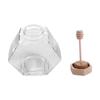 Home Kitchen Glass Transparent Cork Lid Storage Container Dispenser Honey Jar Honey Pot