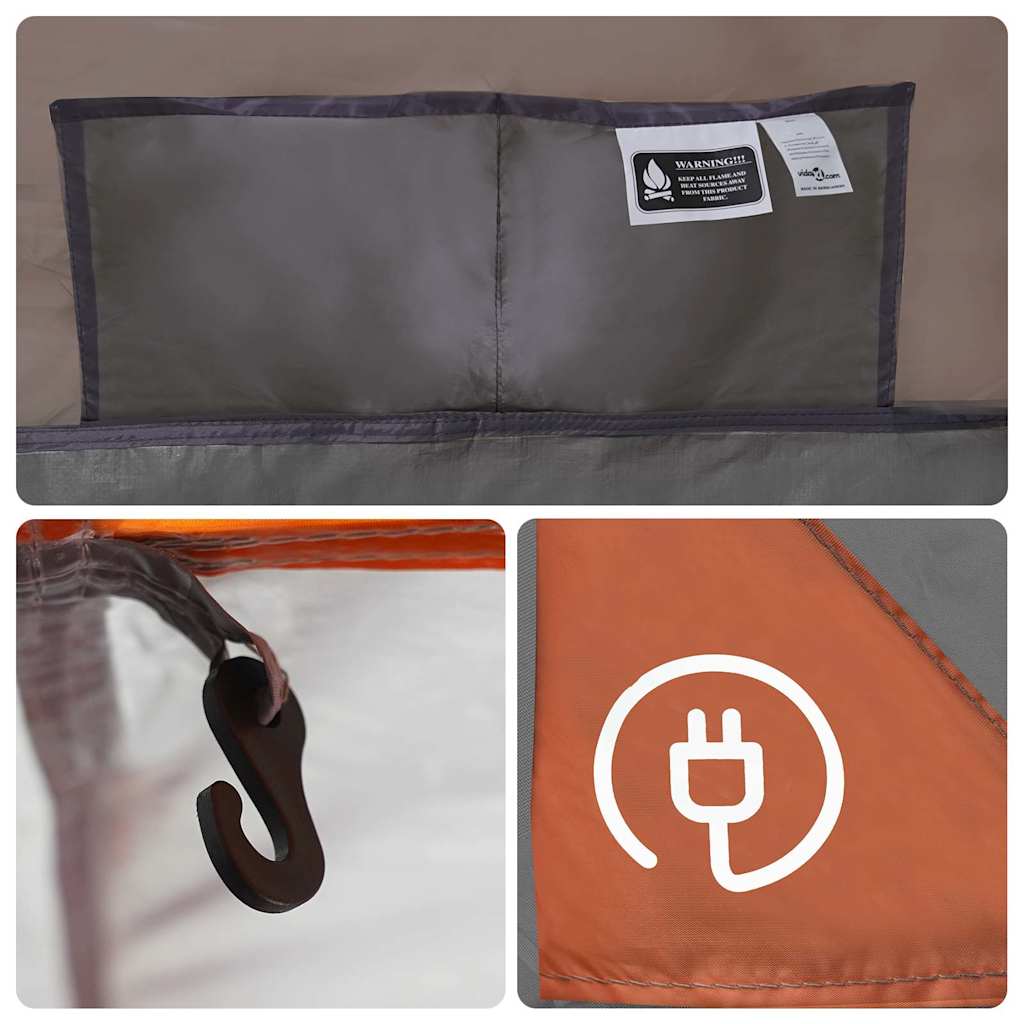 Dome Family Tent for 6 Persons Grey and Orange Waterproof