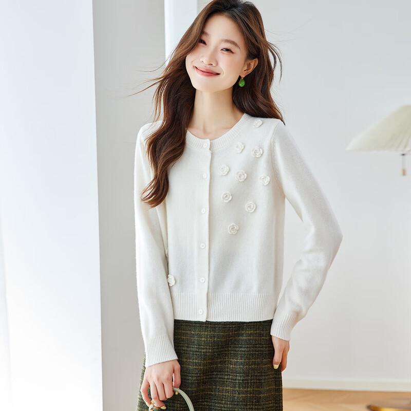 Srcr Women's Hand-Embroidered Pure Wool Cardigan