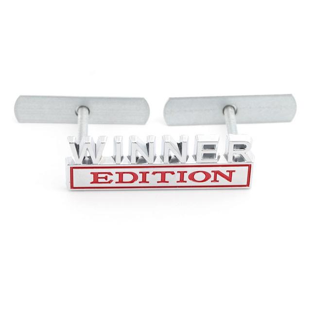1Pc 3D Metal Winner Edition Logo Car Front Grille Badge Side Fender Rear Trunk Emblem Sticker Decal