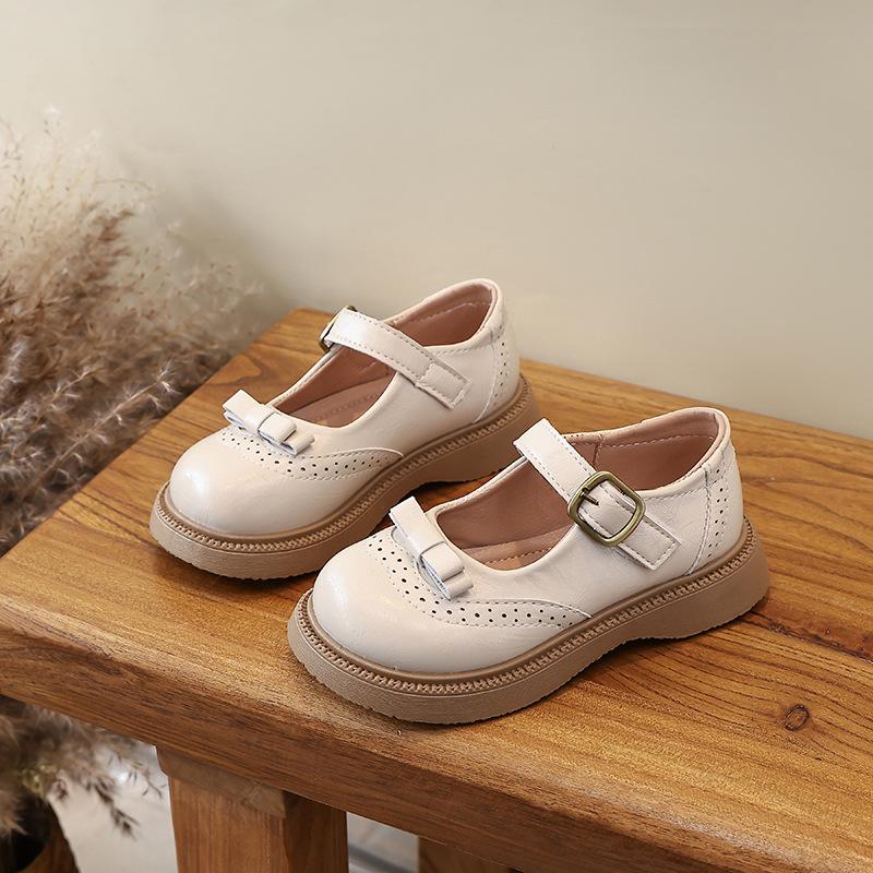 New Spring Girls British Mary Jane Shoes Soft Sole Anti Slip T Strap Buckle Flat Shoes