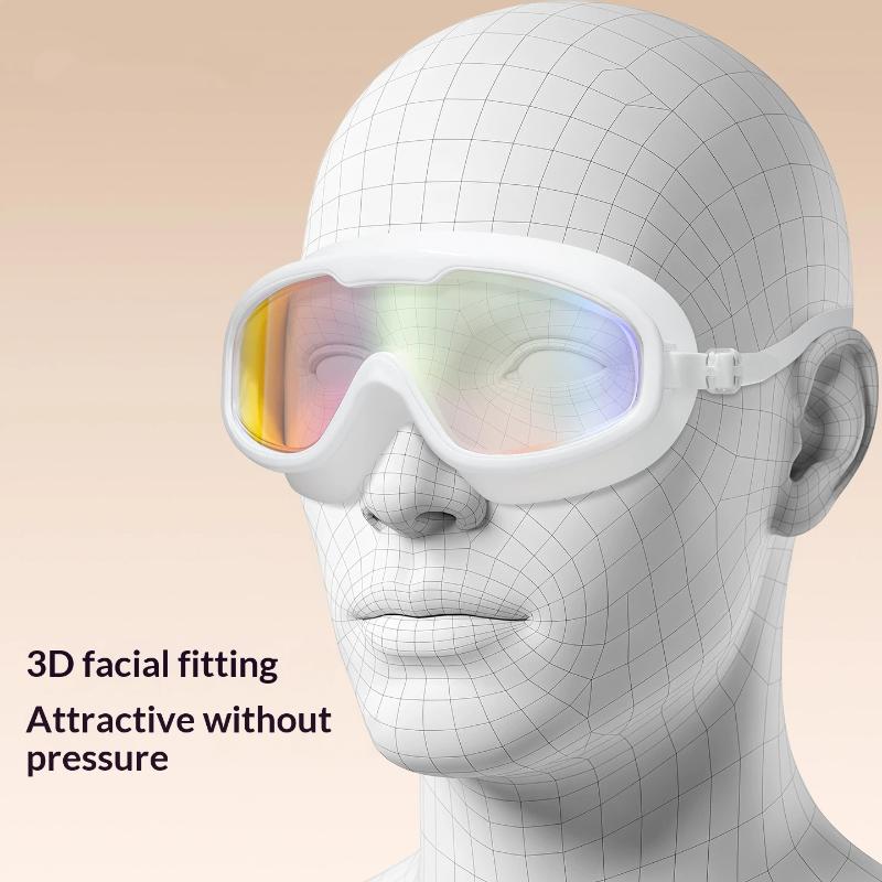 Large Frame Adult Swimming Goggles Anti Fog Uv Protection Waterproof Swim Glasses With Ear Plugs For Pool Beach
