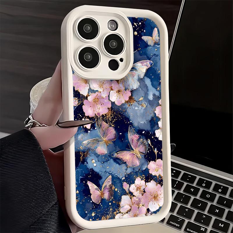 Phone Case for iPhone 17 Air 16E 15 16 Pro Max Beautiful Purple Butterfly Cover 14 Plus 13 12 Mini Soft Shell Silicone Fundas