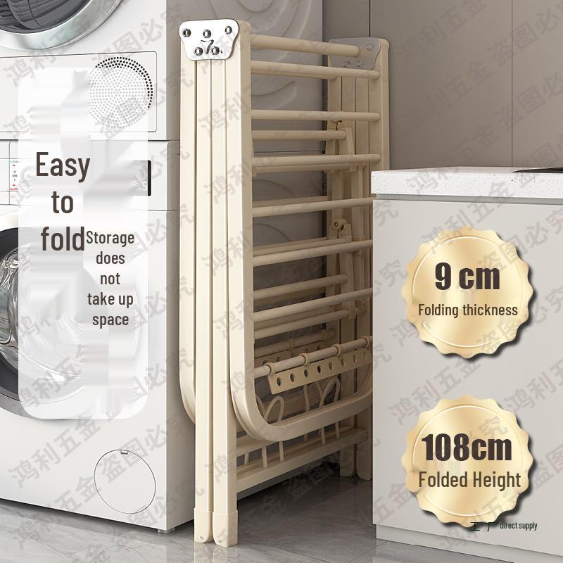 Folding Floor-Standing Clothes Drying Rack for Household, Bedroom, Balcony, Indoor Use - Ideal for Baby Clothes and Quilts.