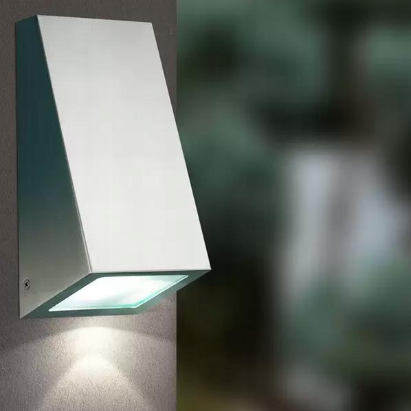 Modern Stainless Steel Wall Lamp IP44 Silver GU10 Max 35 Watts
