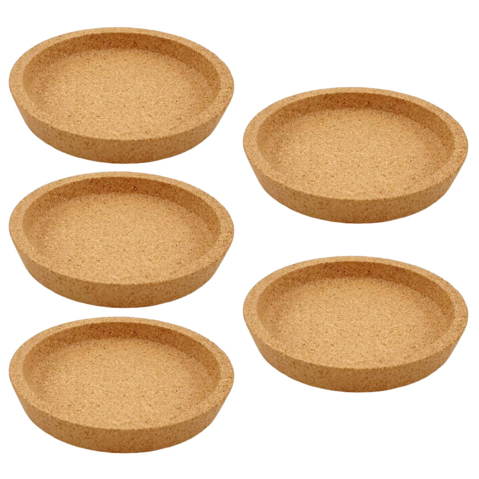 5pcs Round Cork Coasters with Lip Edge Cup Coaster Absorbent Stackable Cork Coasters for Home Cafe Office Parties and Weddings (Brown,M) коричневый