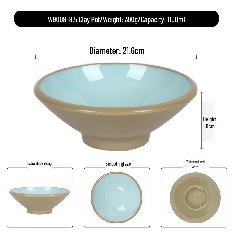 Large Two-Tone Melamine Noodle Bowl