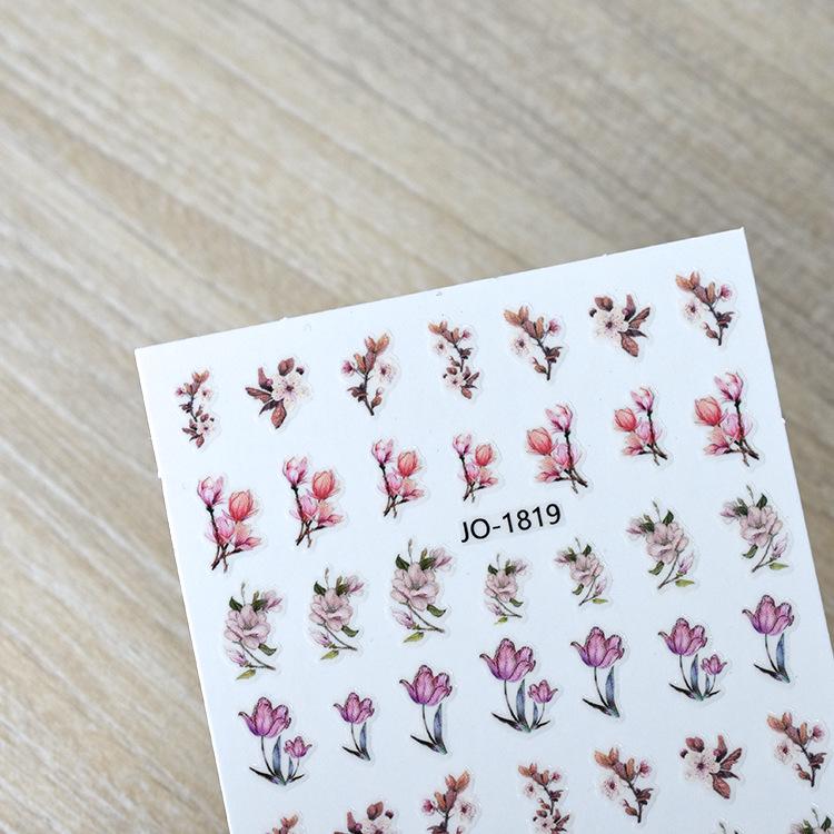Tulip Pink 3D Floral Nail Art Stickers - Spring Self-Adhesive DIY Decorations