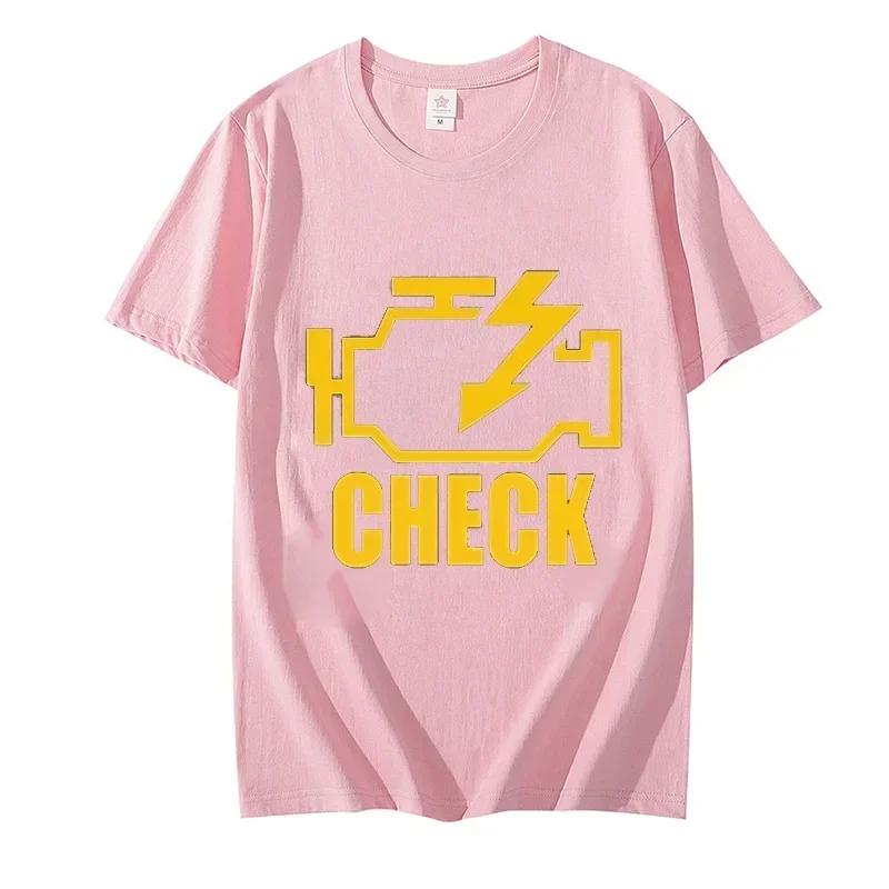 Brand Men T-shirt Mechanic Auto Repair Check Engine Light Print Summer Tees Hip Hop T-shirt Short Sleeve Harajuku Tshirt Male