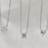 Beixi S925 Sterling Silver Geometric Necklace with Diamond Heart and Square for Women - Simple and Elegant Jewelry.