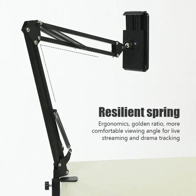 180° Adjustable Long Arm Metal Holder Rotatable Tablet Stand Phone Stand For iPad Pro Mini Air Xiaomi Tablet Compatible 4-12.9in