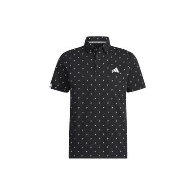 Camiseta tipo polo ajustada de manga corta con estampado de lunares para hombre Camisas polo Negro HT6838