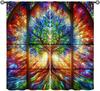 Flower Stained Glass Curtains,Beautiful Nature Scenery Roses Petals Art Symmetry Vintage Decor Rod Pocket Window Treatments for