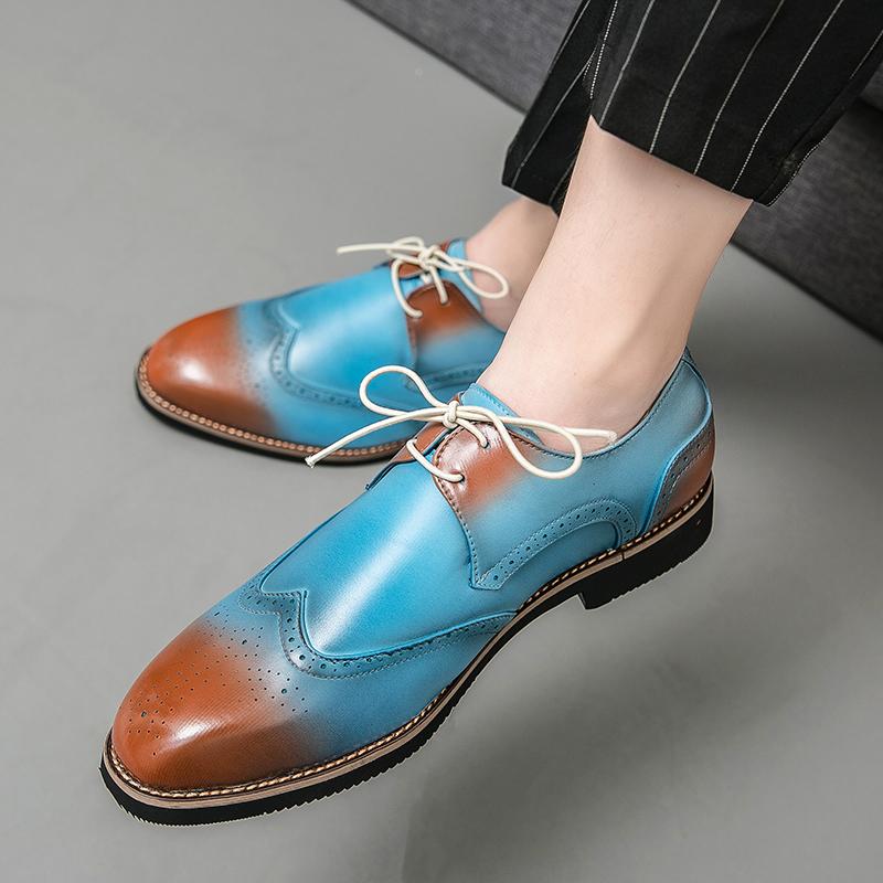 Fashion Fashion Block Shoes Men Luxury Business Leather Shoes European Gentlemen's Social Shoes Men's Sizes 38-48