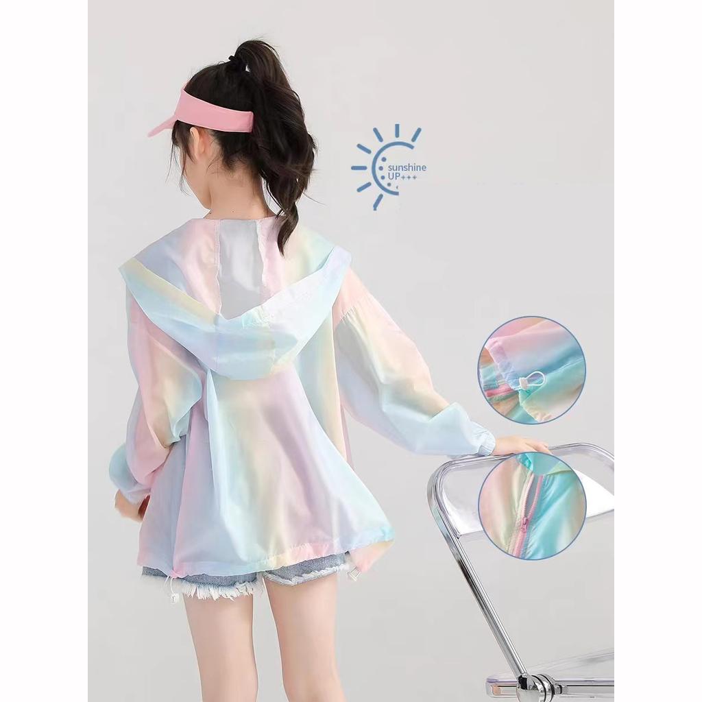 Girls Summer Sun Protection Coat Rainbow Fashion Princess Jacket Outdoor Children