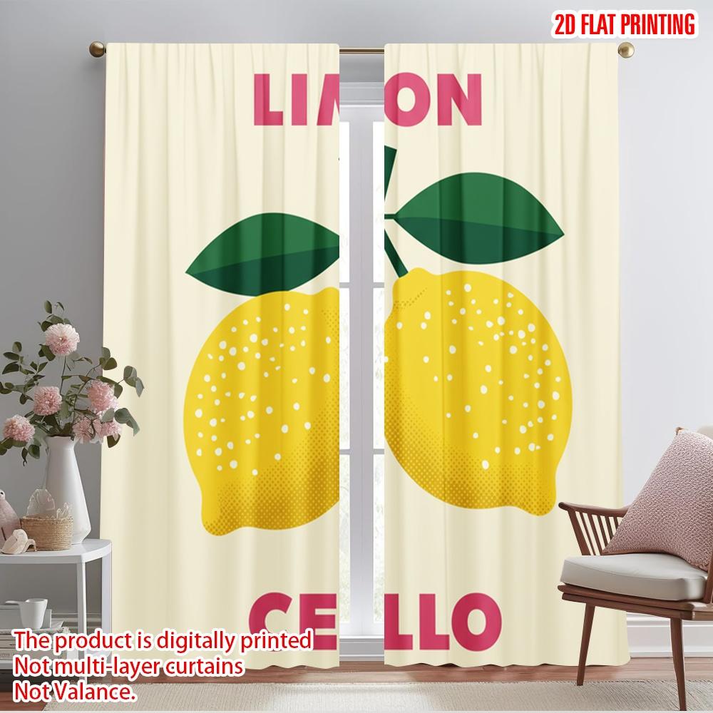 

2pcs 2D flat printing Curtains Limoncello lemons art 100% Polyester Without Electricity Festive Wall Decor Perfect for Entryway 52.50×116.00 CM 2pcs