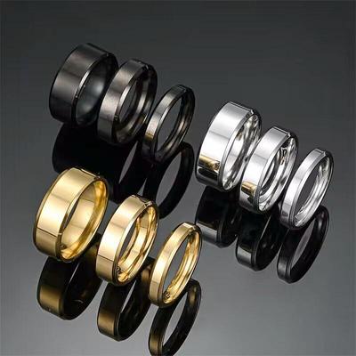 4mm/6mm/8mm Dvigubai nuožulnus poliruotas nerūdijančio plieno/titano žiedas - Europietiško ir amerikietiško stiliaus