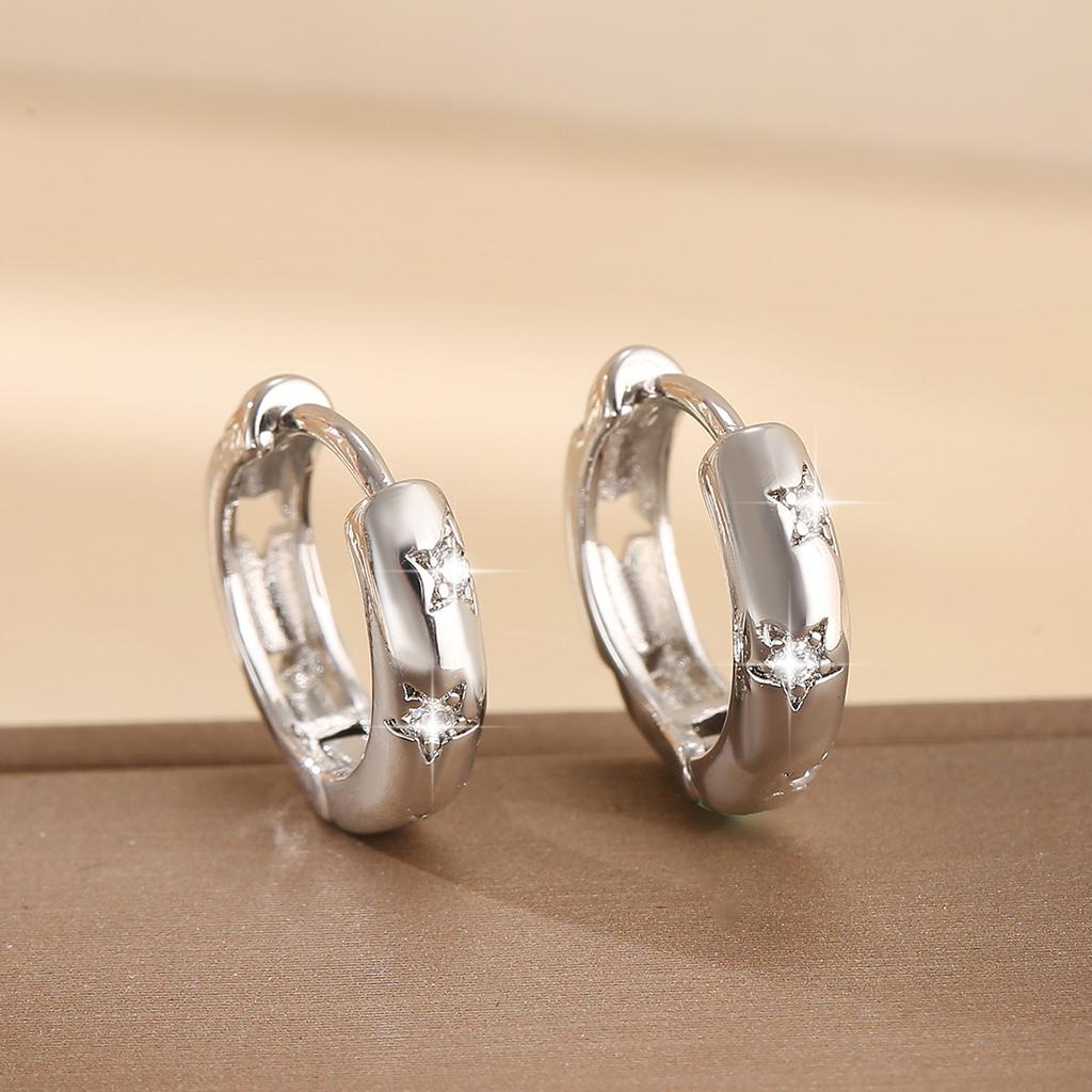 New 925 Silver Shining Zircon Earrings Women's Circle Spiral Star Shaped Earrings Elegant Jewelry Birthday Party Gifts