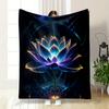 Glowing Neon Lotus Flower Design Patterned blanket, flannel, suitable for all seasons, home decor, warm and cozy