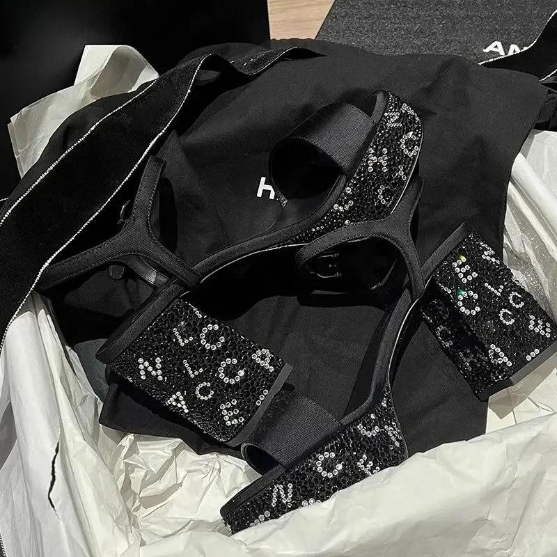 2025 New Women Sequin High-heeled Shoes Rhinestone Pumps Ladies Bling Party Shoes High-grade Wedding Banquet Dance Shoes Crystal