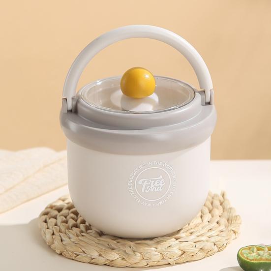 Tazza per la colazione in acciaio inossidabile con manico e coperchio, bicchiere termico portatile per latte con scomparto per cucchiaino, contenitore a prova di perdite per porridge e yogurt