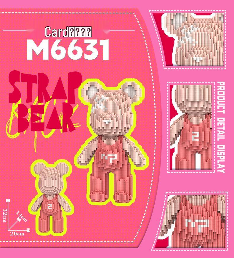 Mengpin Transparent Bear Micro Bricks Puzzle Toy for Kids - Brain Teaser Birthday Gift Figurine