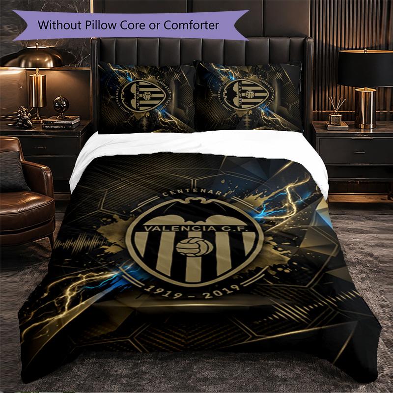 Valencia FC Themed Bedding 3Pcs Duvet Cover Set Decorative Bed Linen For Teen Room Home Decoration