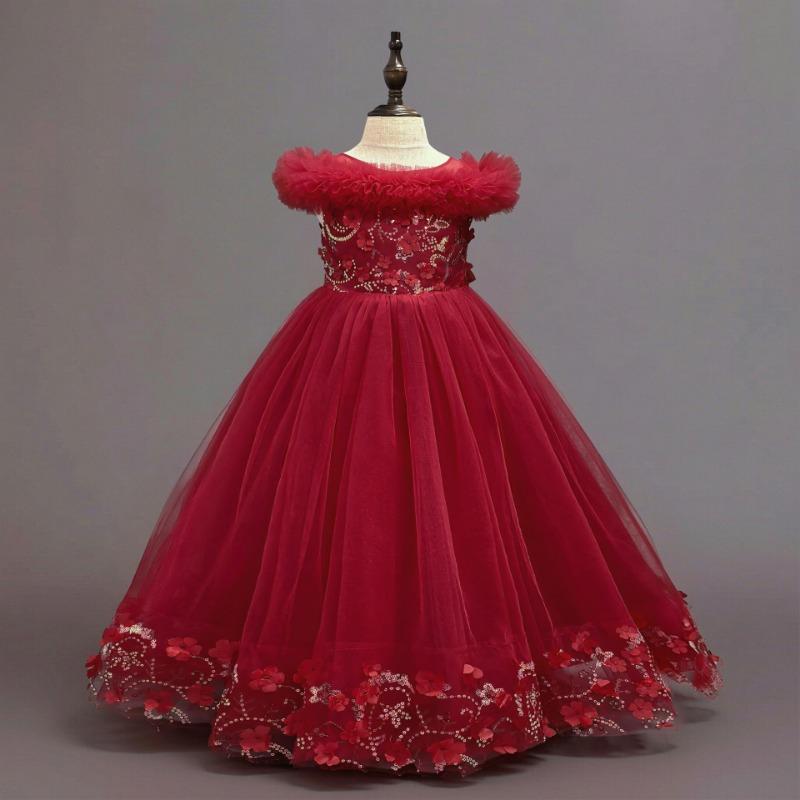 Girls Navy Blue Tulle Princess Ball Gown Flower Girl Dress
