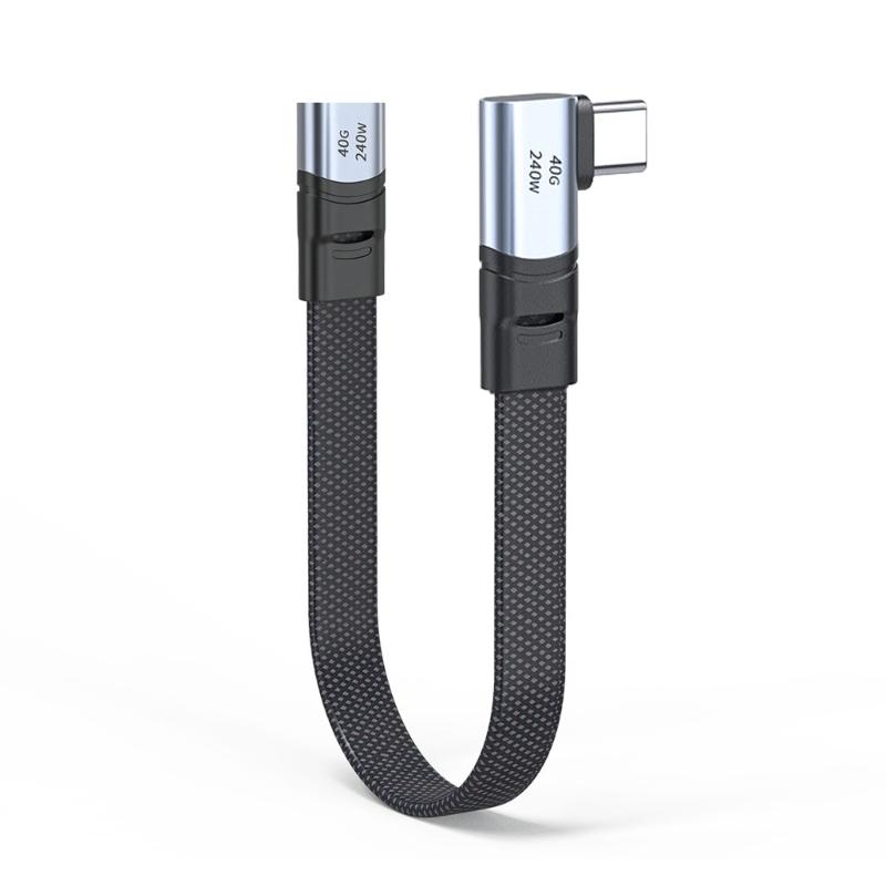 PD240W Fast Charging Line USB C to Type C Cable Quick Charging Right Angle Wire 90 Degree Data Cable