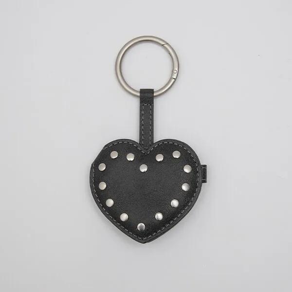 HEART STUD MIRROR KEYRING BLACK