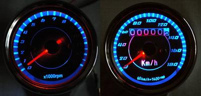 LED Mini Speedometer Tachometer Universal Motorcycle Type Tachometer & [ADVANTAGE] Electric/Mechanical (Speedometer (Mechanical) + (Electric))