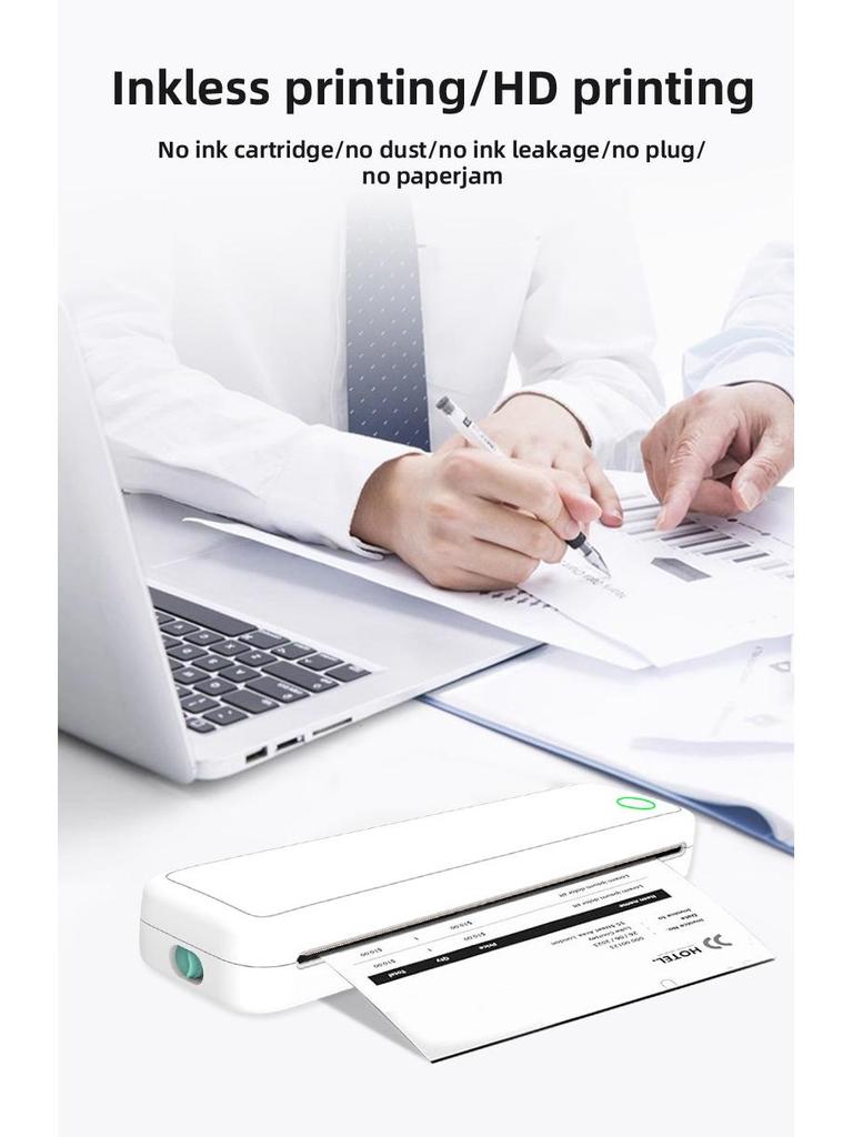 Portable Mini Thermal Printer - A4 Size, Mobile Phone Compatible