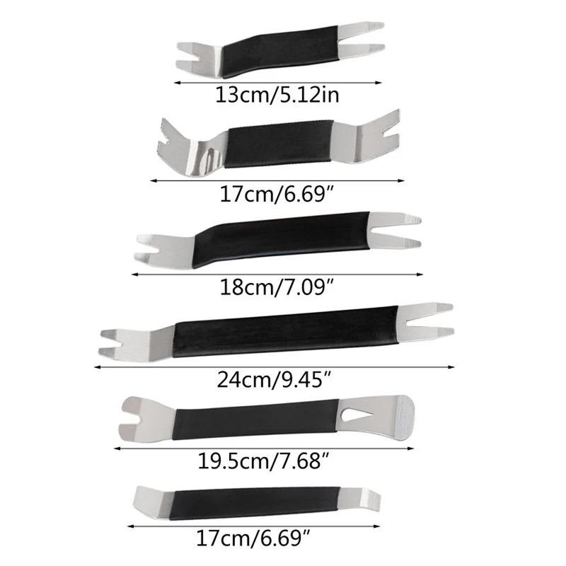 6Pcs Portable Auto Door Clip Trim Removal Tool Set for Car Dashboard Panel Repair Metal Pry