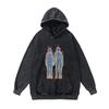 American Trendy Brand Hooded Sweater Retro Skull Print Washed Old Oversize Jumper Top