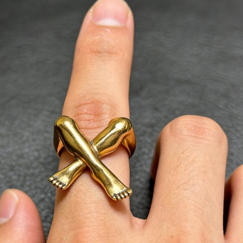 Practical Leg Shape Geometric Finger Rings Adjustable Opening Rings Alloy Texture Suitable for Artistic Expression
