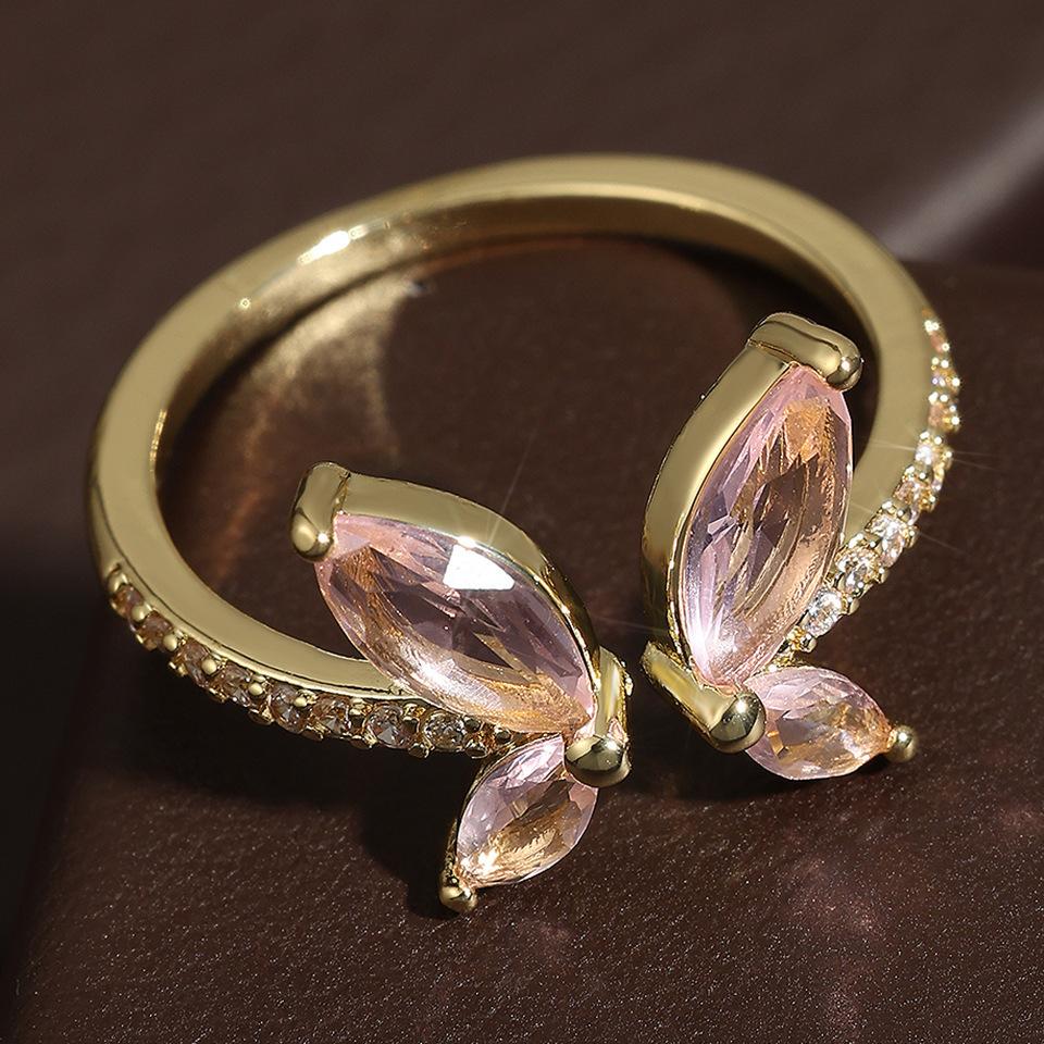 Anillo de mariposa nuevo europeo y americano para mujer, diseño nicho, anillo abierto personalizado