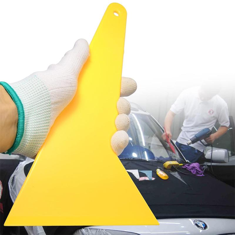 Car Window Film Squeegee Yellow Thick Plastic Triangle Tip Scraper for Vinyl Wrap Sticker Auto Window Tint Film Install Tool