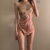 New Sexy Lace Loungewear Pajamas Embroidered Lace Suspenders Super Slim Slits Sex Nightgown Pure Desire