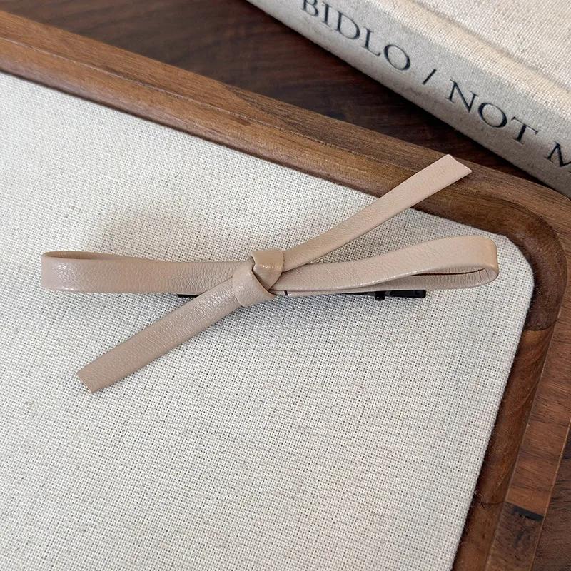 Leather Hair Clips Retro Bowknot Hairpins for Girls Sweet Barrettes Hairpin Hairgrips Women Fashion Hair Accessories Headwear