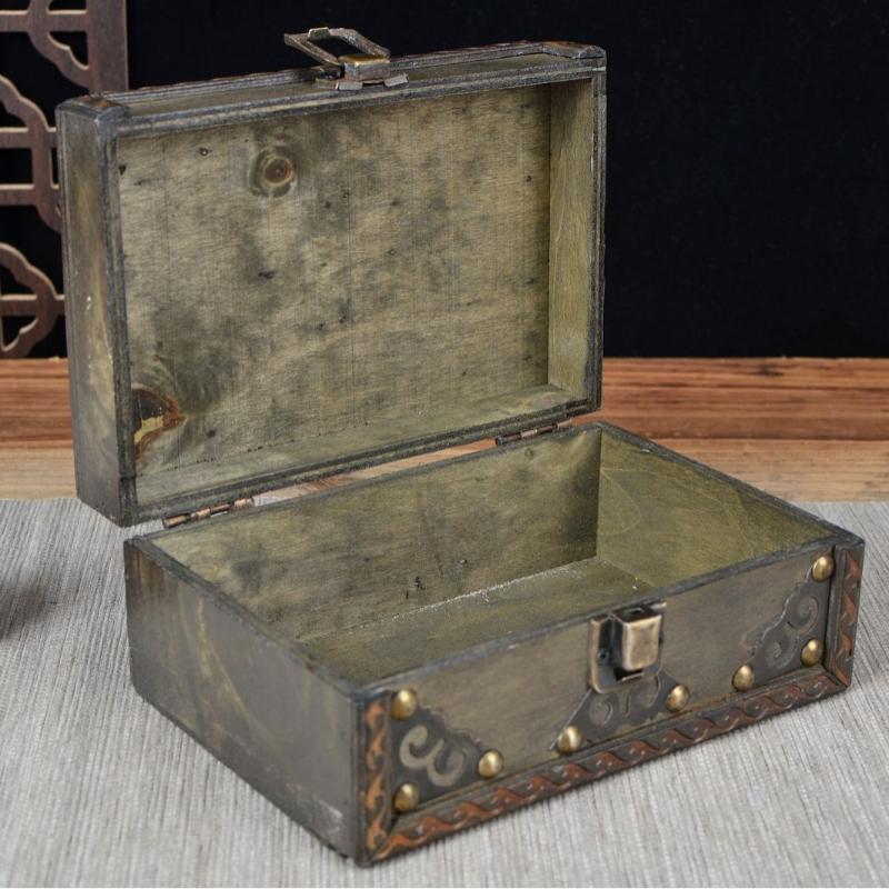 Old Wooden Pencil Box Retro Storage Box Wooden Box Antique Crafts Desktop Organizing Storage Box Home Collection Box