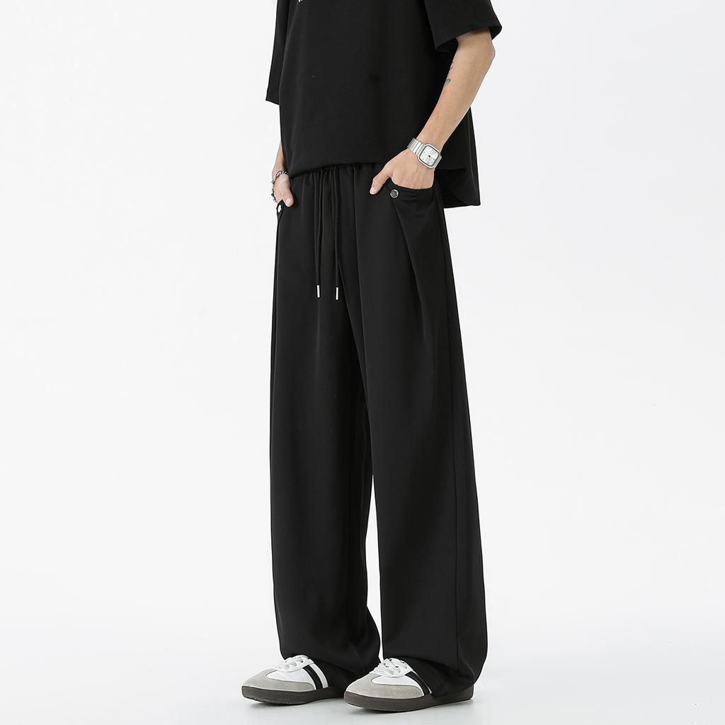 Ice Silk Pants Men's Summer Thin Drape Loose Wide-leg Pants American Trendy Brand Straight Casual Trousers