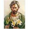 Poster Saint Joseph with Lilies Poster Saint Joseph with Lilies, 30X40 Cm, Unframed, Premium Canvas On Stretcher