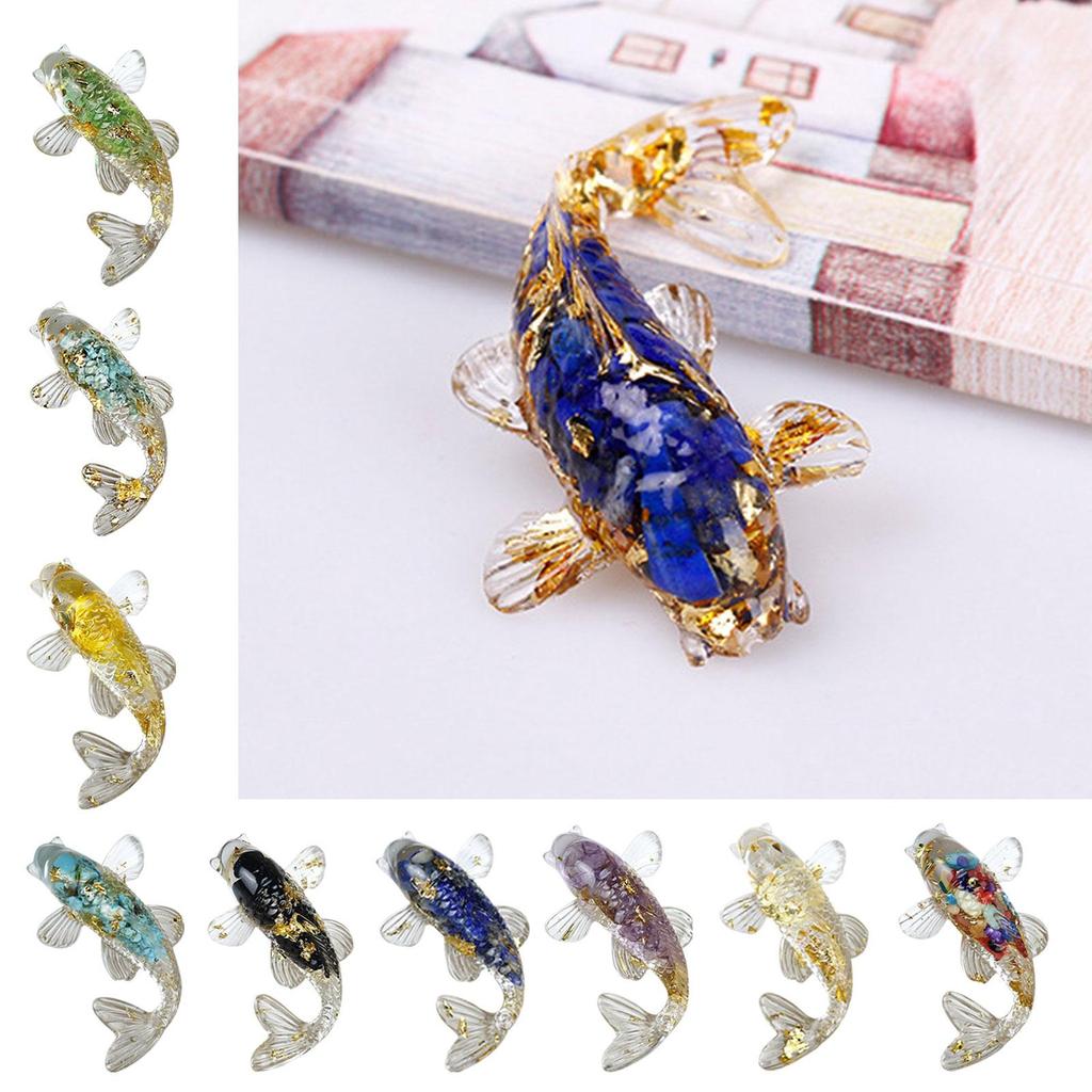 Natural Crystal Gravel Fish Shape Ornaments Decorative Animal Mini Figurines Desktop Statue for Home Office Decorations MIT