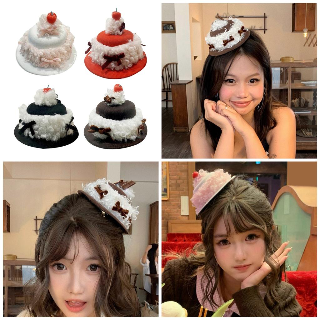 Cream Cake Designs Birthday Hat Hair Clip for Women and Girls Hair Accesories Hairpieces for Parties and Photoshoots