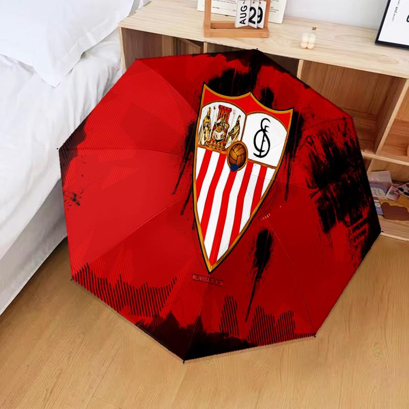 Football Sevilla Artwork Automatic Folding Umbrella - 8-Rib Travel Umbrella with Auto Open/Close & Portable Gifts for Holidays or Birthdays