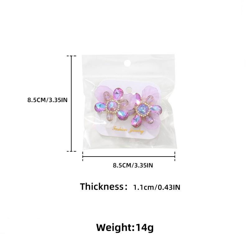 2026 Floral Earrings Women Handwoven Multi-Layer Petal Design With Full Rhinestone Accents Sterling Post