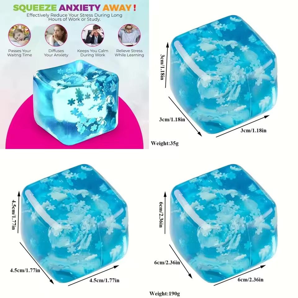 Squishy Ice Cube Fidget Toys, Stress Relief Ball For Adults Anxiety, Sensory Toys For Autism Adhd, Easter Christmas Gift