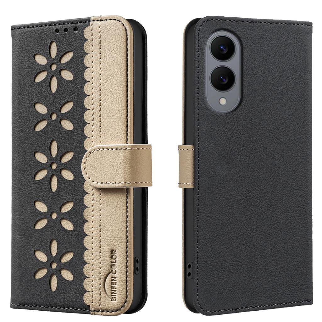 For Samsung Galaxy S25 Edge Leather Case BINFEN COLOR BF36 Floral Pattern Phone Cover RFID Blocking Wallet Stand