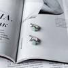 Silver Earrings with Natural Emerald (2150930)