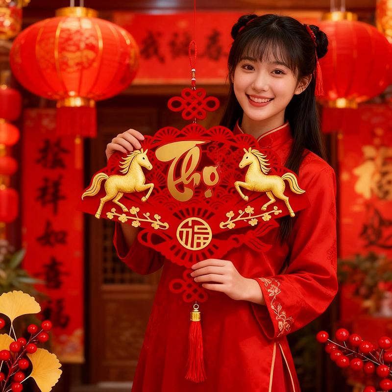 Chinese New Year Tet Decoration 2026 Vietnamese Red Hanging Pendants with Tassel Spring Festival Door Wall Hanging Ornament